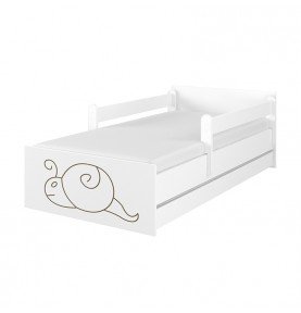 Dvivietė vaikiška lova su stalčiumi Max Decorated Snail White, 180x90cm