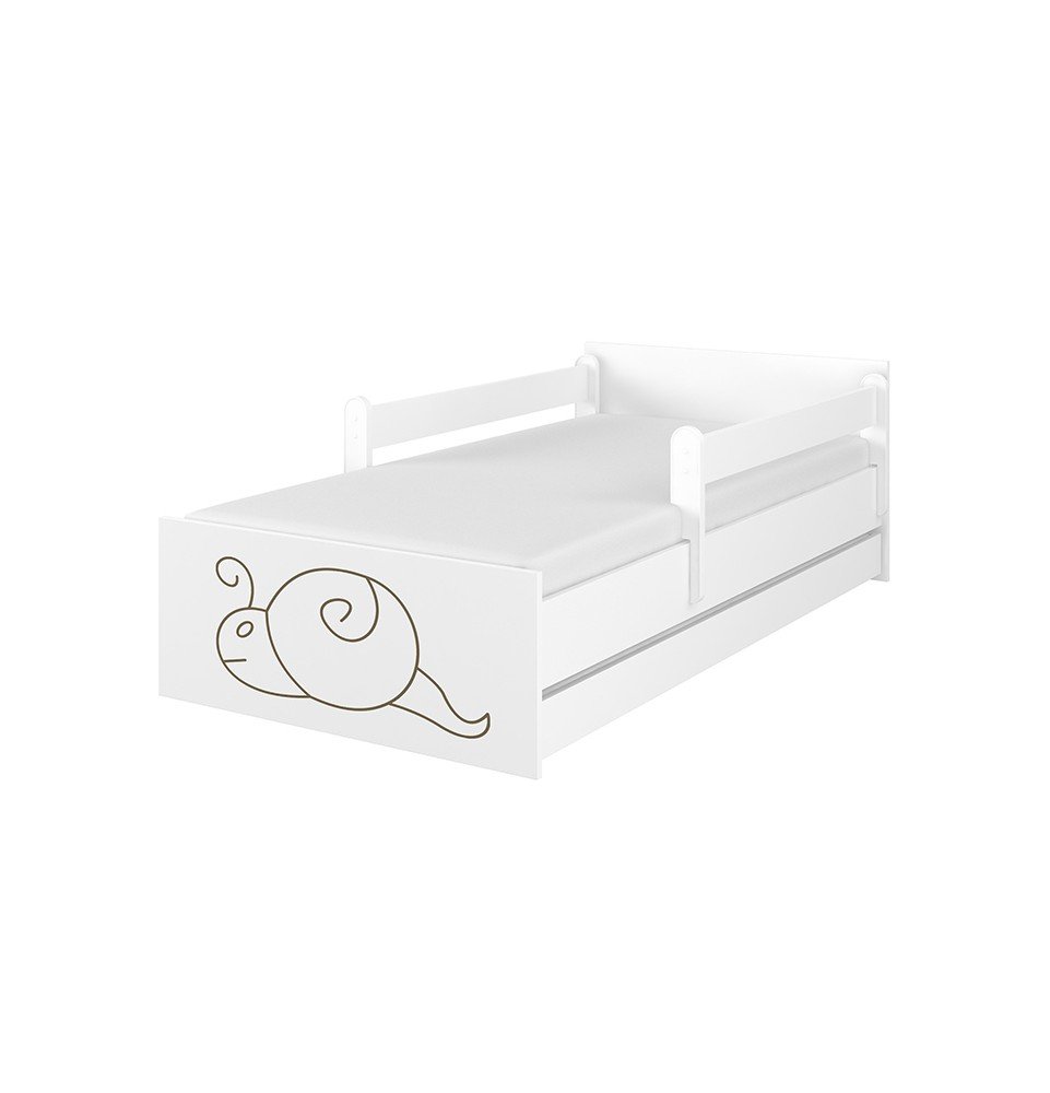 Dvivietė vaikiška lova su stalčiumi Max Decorated Snail White, 180x90cm
