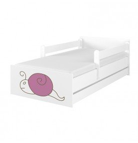 Dvivietė vaikiška lova su stalčiumi Max Decorated Snail 02 White, 180x90cm