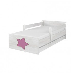 Dvivietė vaikiška lova su stalčiumi Max Decorated Star 02 Norwegian Pine, 180x90cm