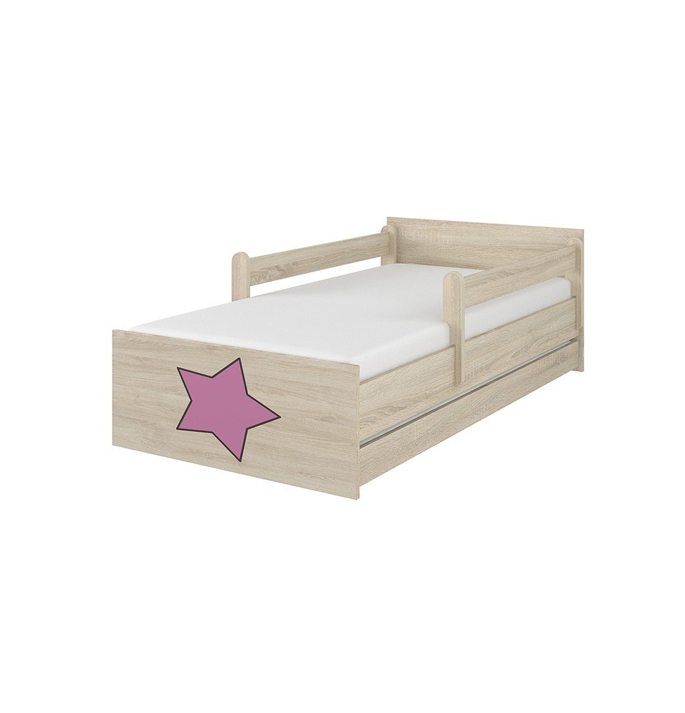 Dvivietė vaikiška lova su stalčiumi Max Decorated Star 02, 180x90cm