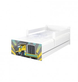 Dvivietė vaikiška lova su stalčiumi Max Truck White, 160x80cm