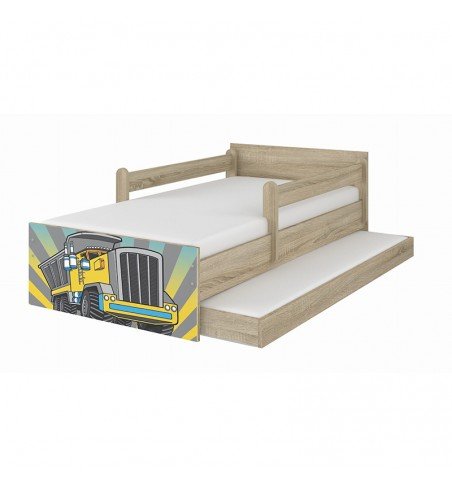 Dvivietė vaikiška lova su stalčiumi Max Truck Wood, 160x80cm