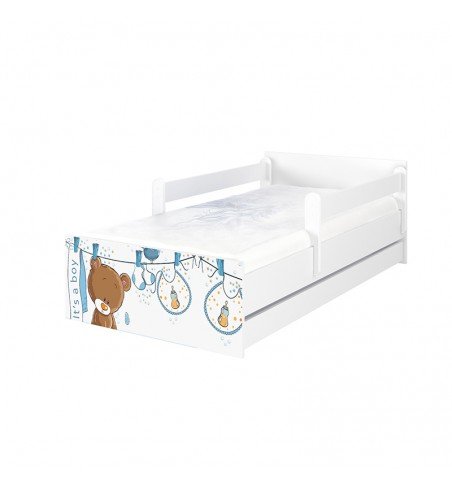 Dvivietė vaikiška lova su stalčiumi Max Washed Bear White, 160x80cm