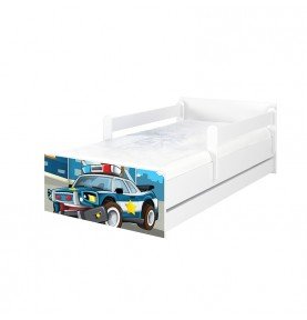 Dvivietė vaikiška lova su stalčiumi Max Police White, 160x80cm