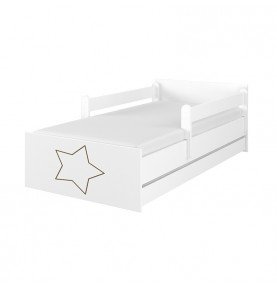 Dvivietė vaikiška lova su stalčiumi Max Decorated Star White, 160x80cm