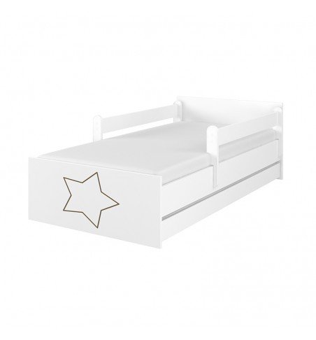 Dvivietė vaikiška lova su stalčiumi Max Decorated Star White, 160x80cm