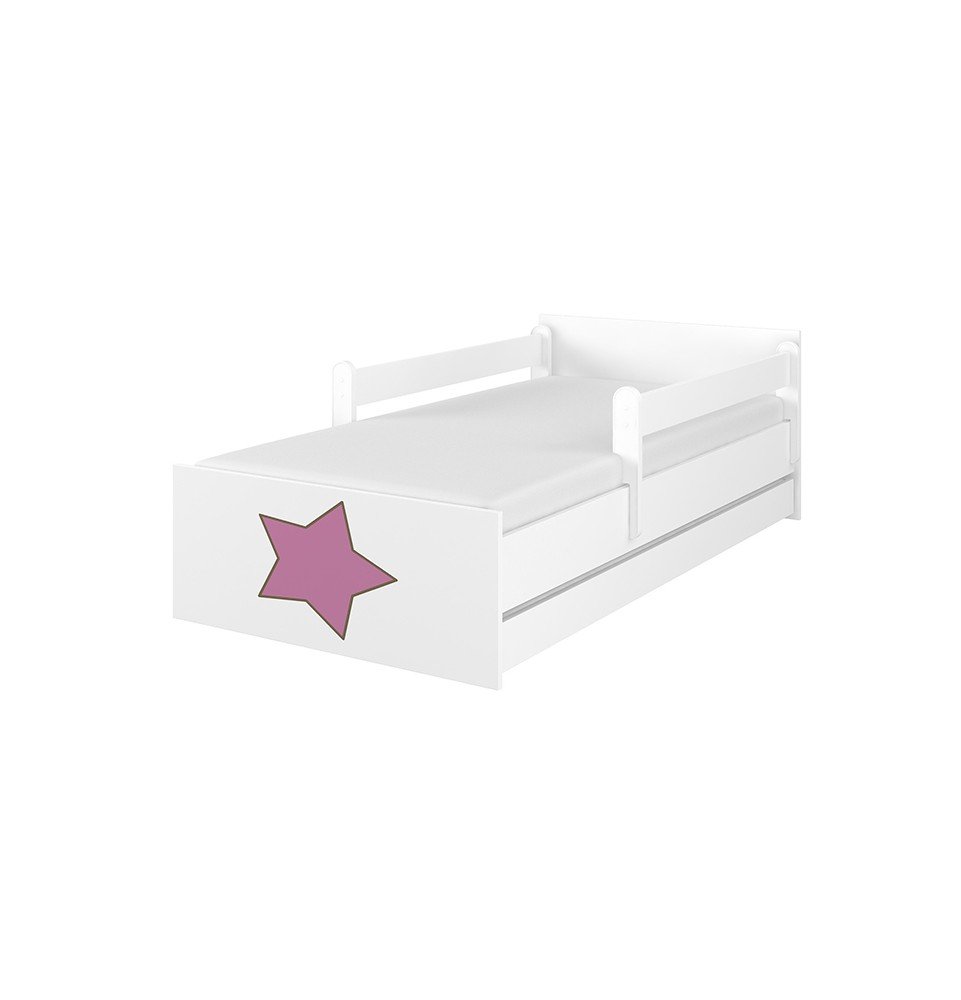 Dvivietė vaikiška lova su stalčiumi Max Decorated Star 02 White, 160x80cm Dvivietė vaikiška lova su stalčiumi Max Decorated Star 02 White, 160x80cm