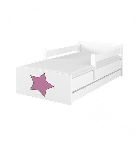 Dvivietė vaikiška lova su stalčiumi Max Decorated Star 02 White, 160x80cm