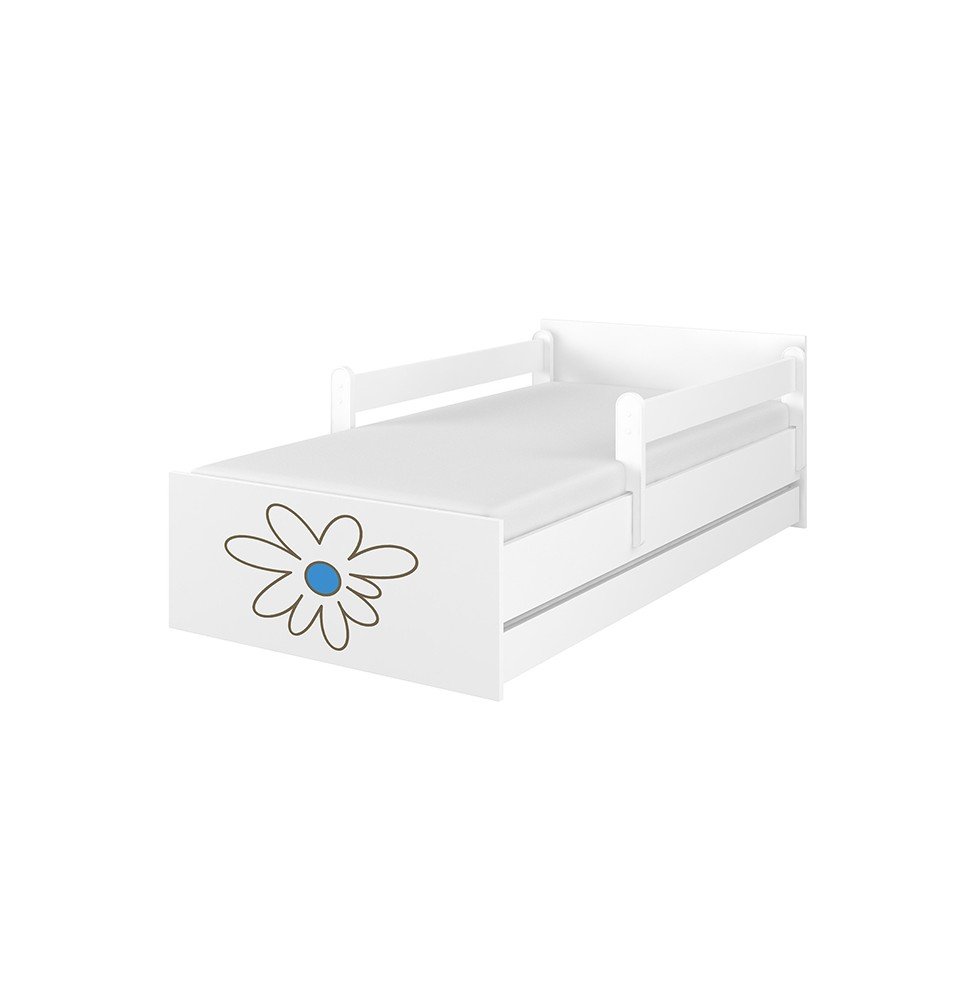 Dvivietė vaikiška lova su stalčiumi Max Decorated Flower 01 White, 160x80cm