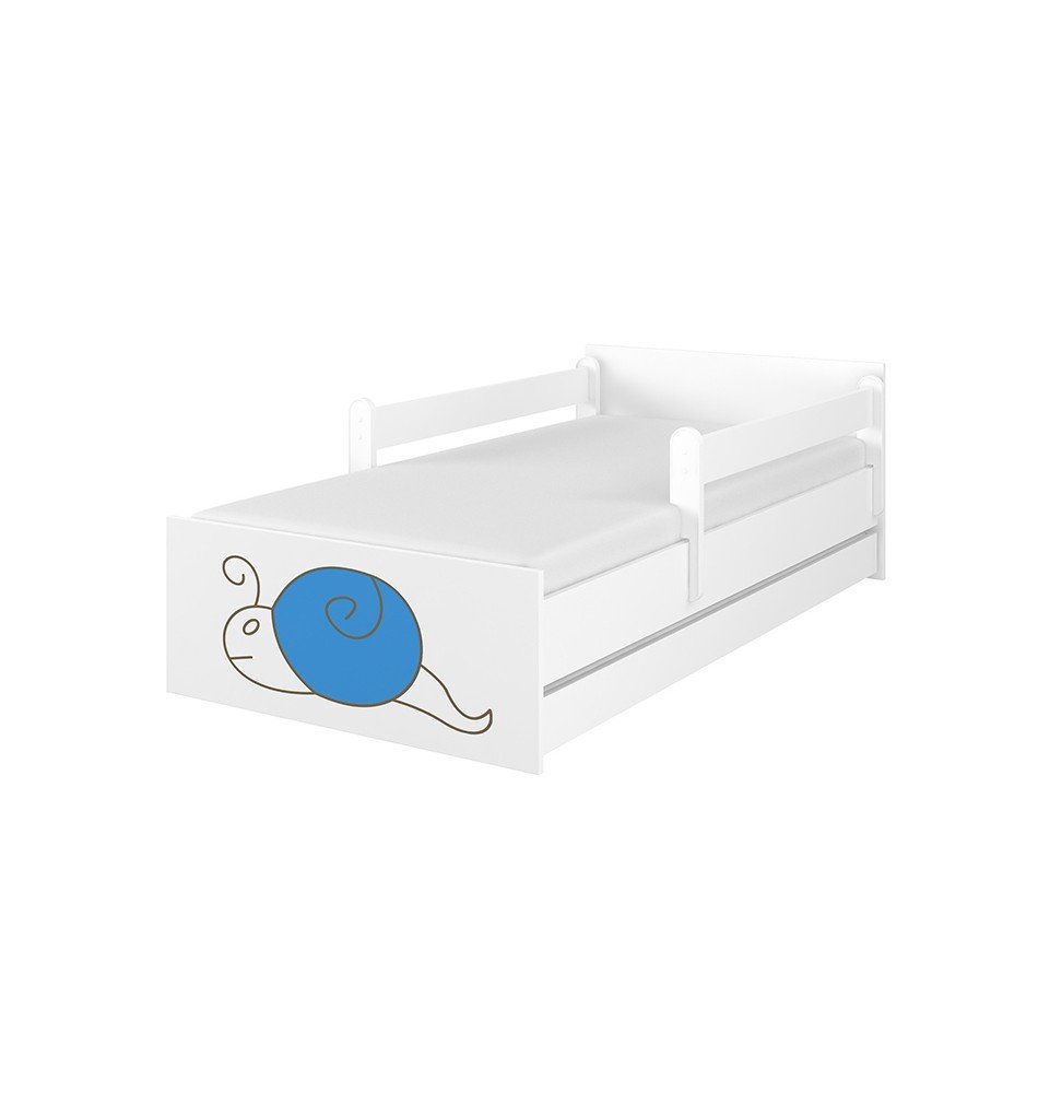 Dvivietė vaikiška lova su stalčiumi Max Decorated Snail 01 White, 160x80cm