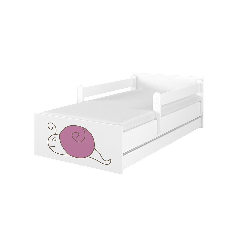 Dvivietė vaikiška lova su stalčiumi Max Decorated Snail 02 White, 160x80cm