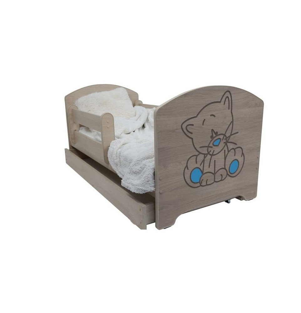 Dvivietė vaikiška lova su stalčiumi Oskar X Decorated Cat 02, 160x80cm