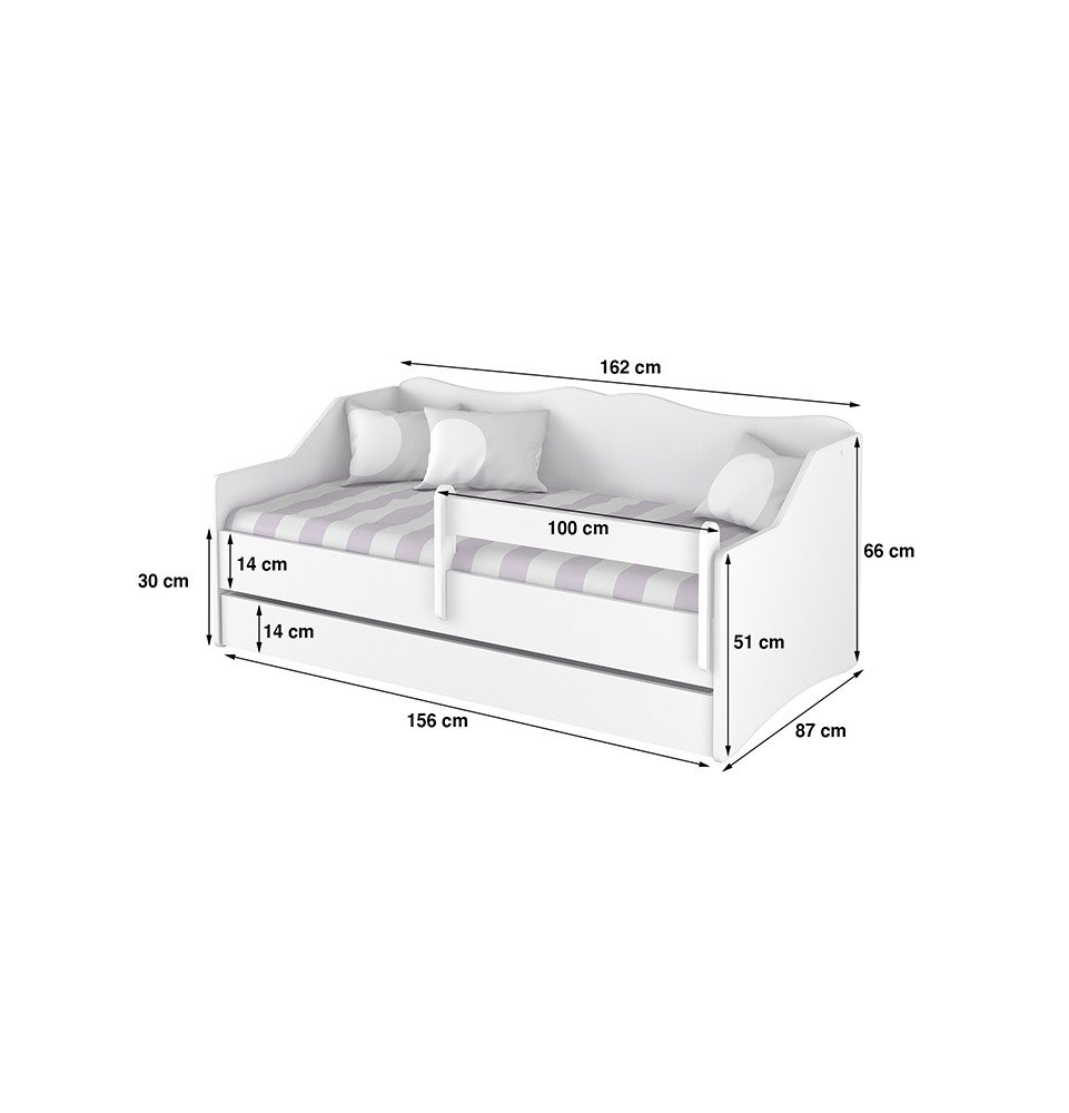 Dvivietė vaikiška lova su stalčiumi Lulu II White, 160x80cm