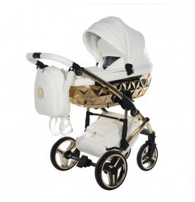 Universalus vežimėlis Junama HandCraft 3in1, White/Gold
