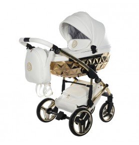 Universalus vežimėlis Junama HandCraft 3in1, White/Gold