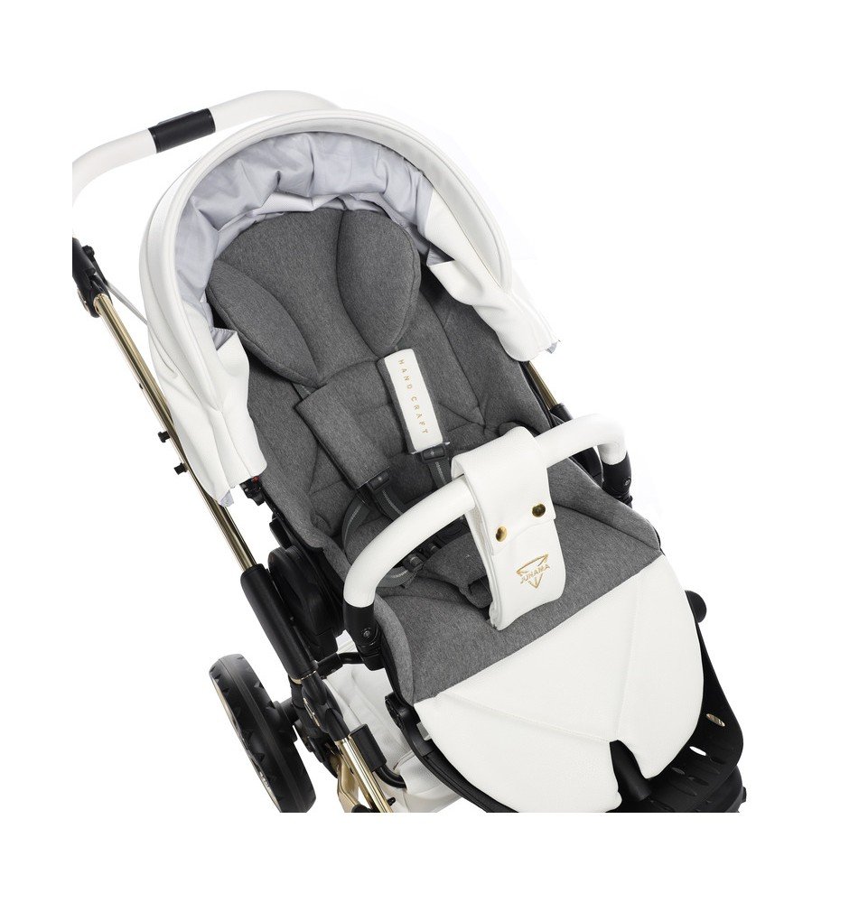 Universalus vežimėlis Junama HandCraft 3in1, White/Gold