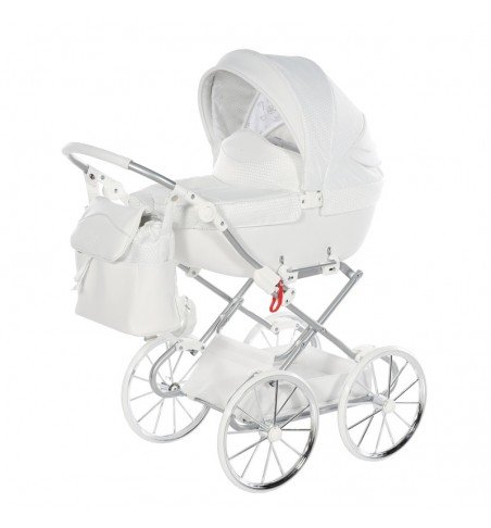 Vežimėlis lėlėms Junama Dolce White Silver