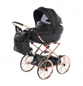 Vežimėlis lėlėms Junama Dolce Black Copper