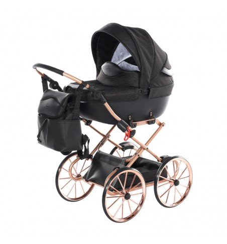Vežimėlis lėlėms Junama Dolce Black Copper