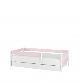 Vaikiška lova su stalčiumi Simple White Pink, 160x80cm