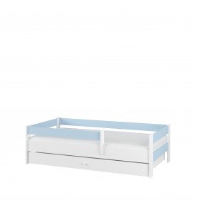 Vaikiška lova su stalčiumi Simple White Blue, 160x80cm