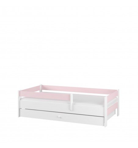 Vaikiška lova su stalčiumi Simple White Pink, 180x80cm