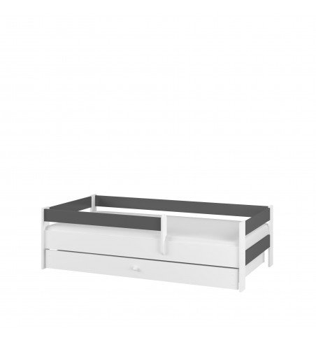Vaikiška lova su stalčiumi Simple White Antrachite, 180x80cm