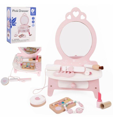 Kosmetinis staliukas su veidrodžiu Classic World Wooden Dressing Table Pink