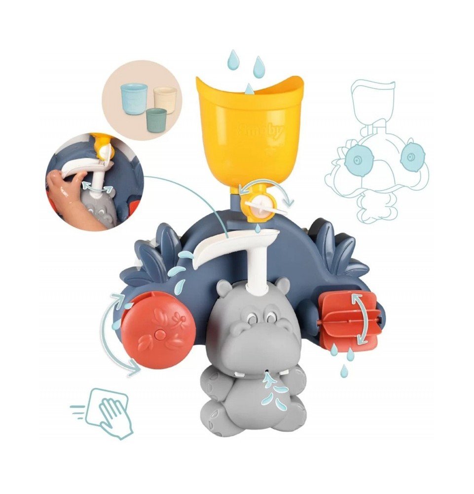 Vonios žaislas Smoby Little Baby Motor Bathing Toy Hippo Vonios žaislas Smoby Little Baby Motor Bathing Toy Hippo