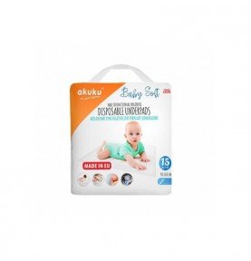 Vienkartiniai paklotai Akuku Baby Soft A0500, 40x60cm, 15vnt.